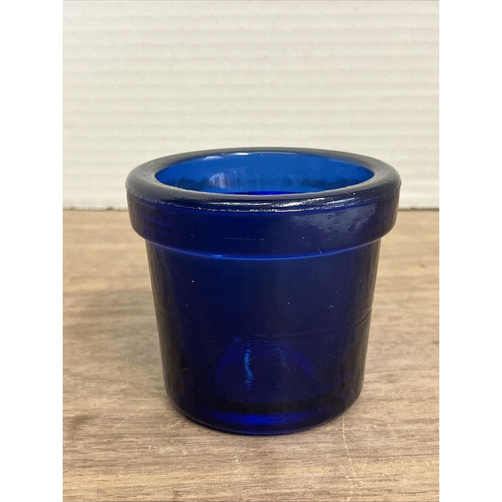 Vintage cobaltblue glass succedent small pot 3"1/8 tall x3" wide, heavy pot smal